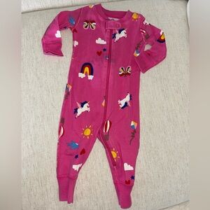 Hanna Andersson 1PC Pajamas Footless Pink Unicorn/Butterlies 3-6mo 60CM Zip girl